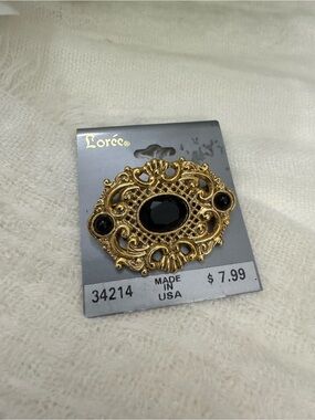 NWT Vintage Gold and Black Brooch